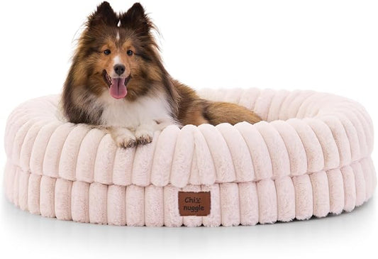 ChiXnuggle Orthopedic Dog Bed, Washable Cover, Faux Fur Bolster Pet Couch | waterproof,egg crate foam,non-slip bottom,for small medium dogs,pink,30*24*7,dog sofa,puppy bed by SnuggleUpPawsDown