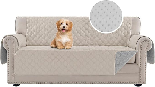 PrinceDeco Sofa Cover Couch Cover for Dogs Water Repellent Furniture Protector for Pets Couch Cover for 3 Cushion Couch Non-Slip Rubber Backing Cover Seat Width to 68"(Sofa, Pale Oak) by PrinceDeco