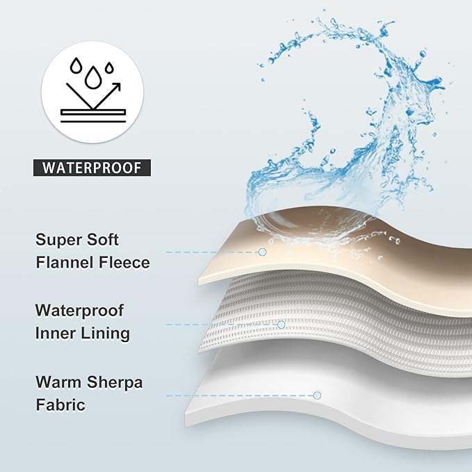 Waterproof Blanket for Bed Couch Sofa, Soft Liquid Pee Proof Pet Blanket for Dog Puppy Cat, Reversible Sherpa Fleece Furniture Protector (Caramel, 50x60 inches) - Image 6