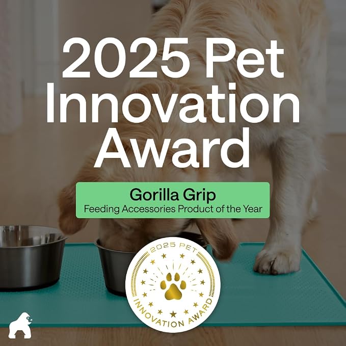 GORILLA GRIP 100% Waterproof Raised Edge BPA Free Silicone Pet Feeding Mat, Dog Cat Food Mats Contain Spills Protects Floors, Placemats for Cats and Dogs Water Bowl, Pets Accessories 23x15 Turquoise - Image 6