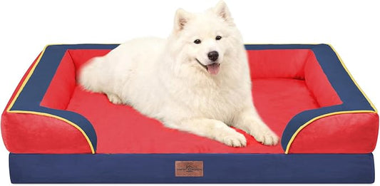 Comfort Expression Orthopedic Dog Beds for Large Sized Dog with Bolster | Waterproof Dog Couch Bed with Washable Cover & Non-Slip Bottom, Supportive Egg Crate Foam Large Pet Bed, 36x27 Inch by ComfortExpression