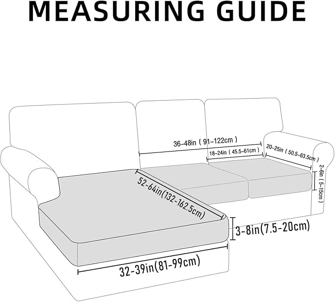 hyha Waterproof Couch Cushion Covers for Pets, Non Slip Sofa Seat Cover | Stretch Jacquard Fabric, Elastic Bottom, Non Slip Fit, Waterproof Protection, Pet Hair Protection (1 Chaise+2 Seater) - Image 6