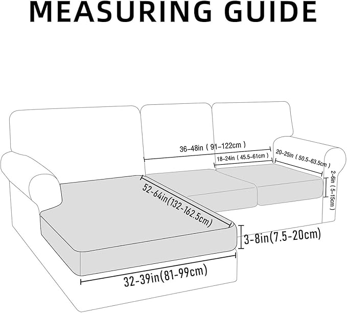 hyha Waterproof Couch Cushion Covers for Pets, Non Slip Sofa Seat Cover | Stretch Jacquard Fabric, Elastic Bottom, Non Slip Fit, Waterproof Protection, Pet Hair Protection (1 Chaise+2 Seater) - Image 6