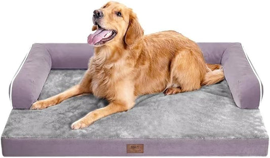 MEKIY Orthopedic Washable Dog Bed with Bolster for Medium to Large Dogs | Pillow Support for Neck Relief, Egg Crate Foam, Waterproof Liner, Anti-Slip Bottom, Removable Bolster Cover, 36 x 27 Inch by Mekiy