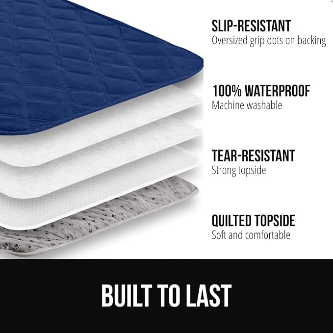 GORILLA GRIP® Waterproof Dog Blanket, Leakproof Couch Cover for Dogs, Silicone Grip Backing, Protects Sofa, Sectional, Bed, Crate, Car & RV, Tear-Resistant Washable Senior Pet Blanket, 30x70 Navy - Image 2