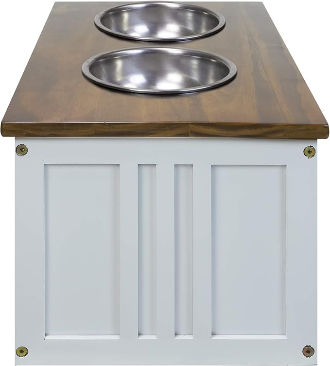Casual Home 603-15 Wooden Storage Stand Pet Feeder, Two-Tone (Warm Brown, White), One Size - Image 7