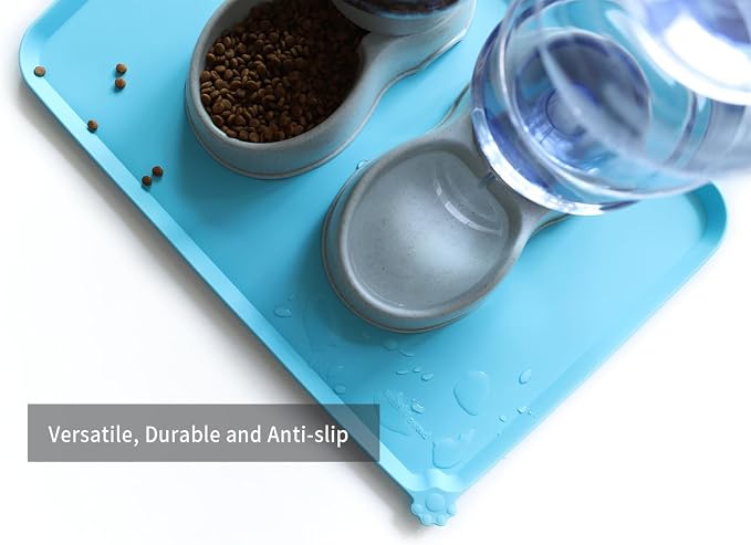 Hoki Found Large Silicone Non Slip Pet Dog Cat Bowl Mats - Waterproof Food Mats for Carpet - Arctic - Image 5