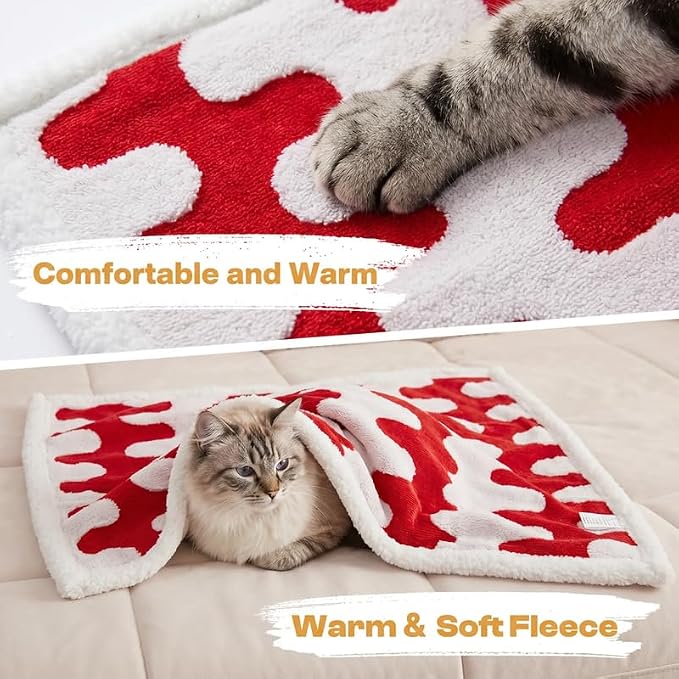 Waterproof Pet Blanket,Dog Bed Covers Small Throw for Puppy Cats Stylish Jacquard Pets Couch Sofa Furniture Protection Washable Reversible Covers (Red Wave,XS) - Image 4