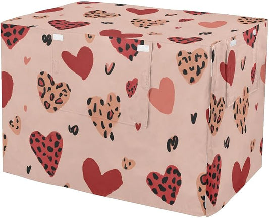 Dog Crate Cover Kennel Cover for Dog Cages Breathable for Wire Cage Indoor Outdoor Hearts Leopard Print Pink by QwThum