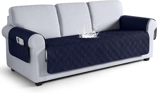 VANSOFY Waterproof Couch Cover for Pets, Dark Blue, 67.3" | Non-Slip, Washable, Utility Pockets, Pet Friendly, Furniture Protector Slipcover for 3 Cushion Couch by VANSOFYFURNITURECOVERS