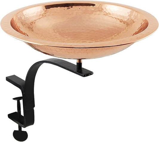 Achla Designs BBHC-01T-RM Hammered Rail Mount Bracket Birdbath, Polished Copper Plated, Black by ACHLADesignsHomeGarden