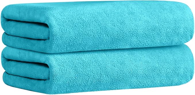 JML Large Microfiber Bath Towels Set, 2 Pack 30" x 60" - Soft, Absorbent, Quick-Drying, Bathrooom Towel with Hanging Loop for Hair Wrap, Sauna,Fitness, Sport, Yoga, Aquamarine | Oversized, Ultra Soft, Super Absorbent, Fast Drying, Perfect for Bathroom,... - Image 2