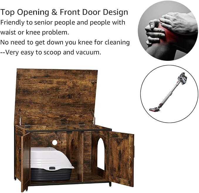unipaws Top Opening Cat Litter Box Enclosure Furniture, Flip Top Design | XL Extra Large Cat Box, Friendly to Elderly People, High Jumbo Automatic Litter Box Cover Hidden for Large Cat - Image 4