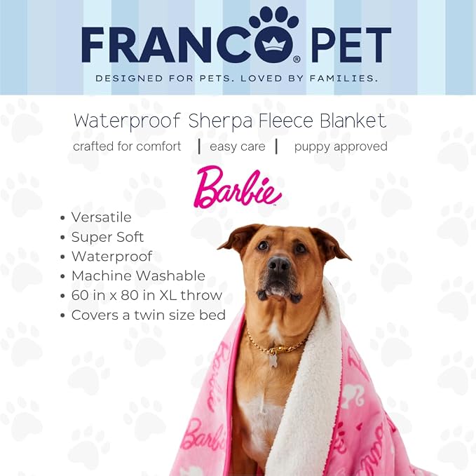 Barbie Waterproof Dog Bed Cover, XL 60x80 Pet Blanket for Furniture Bed Couch Sofa, (Officially Licensed) by Franco - Image 2
