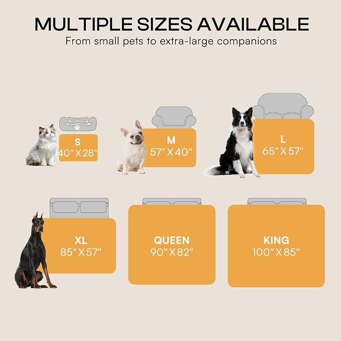 Luciphia Waterproof Pet Blanket, Liquid Pee Proof Dog Blanket for Sofa Bed Couch, Reversible Sherpa Fleece Furniture Protector Cover for Small Medium Large Dogs Cats, Dark White Queen Size（90" x 82"） - Image 7