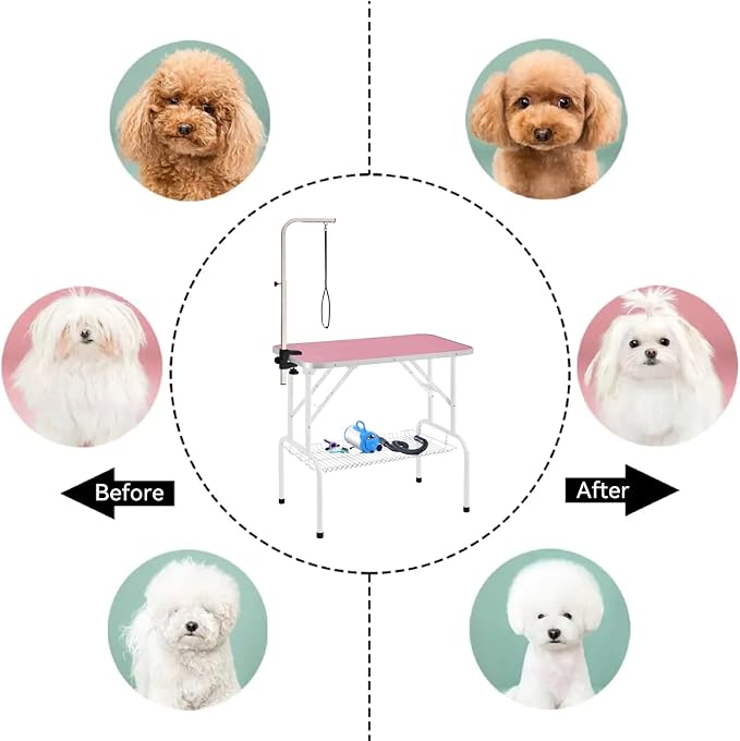 Baohe-32 Inch Dog Grooming Table - Pet Grooming Table - Foldable, Adjustable Arm, Portable, Non-Slip Grooming Table for Dogs at Home - Image 4