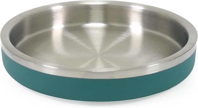 Rosewood Premium Double-Wall Stainless Steel Pet Food Shallow Bowl 480ml - Teal by Rosewood