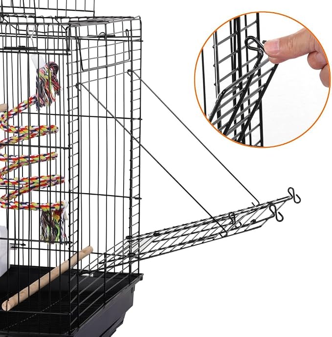 Yaheetech Open Play Top Travel Bird Cage for Conure Sun Parakeet Green Cheek Conure Lovebird Budgie Finch Canary, Small-Size Travel Portable - Image 7