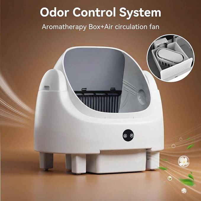 Automatic Litter Box App Control Self Cleaning Litter Box Odor Control＆Safety Protection for Multiple Cats with Garbage Bag, Cat Litter Mat and Fragrance Box, Ivory - Image 5