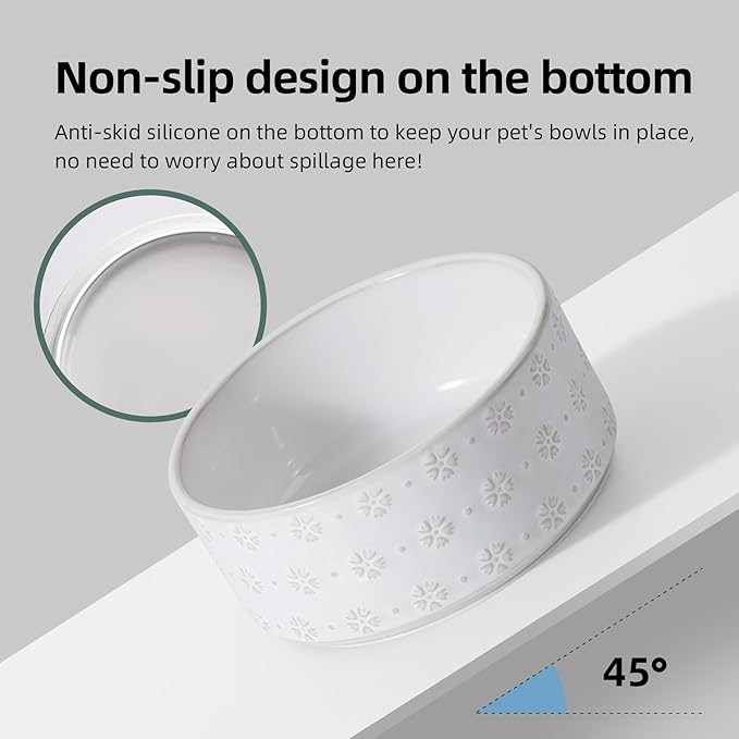 Havniva Elevated Dog Bowls, Ceramic Raised Dog Bowl with Stand | 7.3” Dog Food Bowls Elevated, Dog Food and Water Bowl Set, Non-Slip Acacia Wood Stand, Medium Dogs Bowl, 5 Cups 41 oz - Image 4