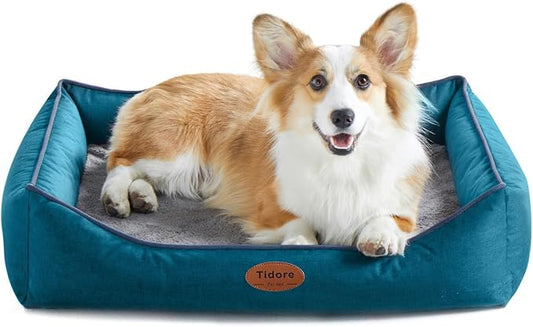 Tidore Orthopedic Dog Beds for Medium Dogs, Durable Egg Crate Foam Sofa Dog Bed wit Washable Removable Cover,Waterproof Lining,Pet Bed for Large Dogs (Peacock Blue, 31.5" L x 25.2" W x 7" Th) by Tidore