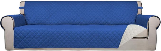 PureFit Reversible Quilted Couch Covers for Dogs Sofa Cover 4 Seater 88" | Classic Blue/Ivory, Water Resistant Couch Protector, Washable Pet Couch Cover with Non Slip and Elastic Straps For Kids by PureFit