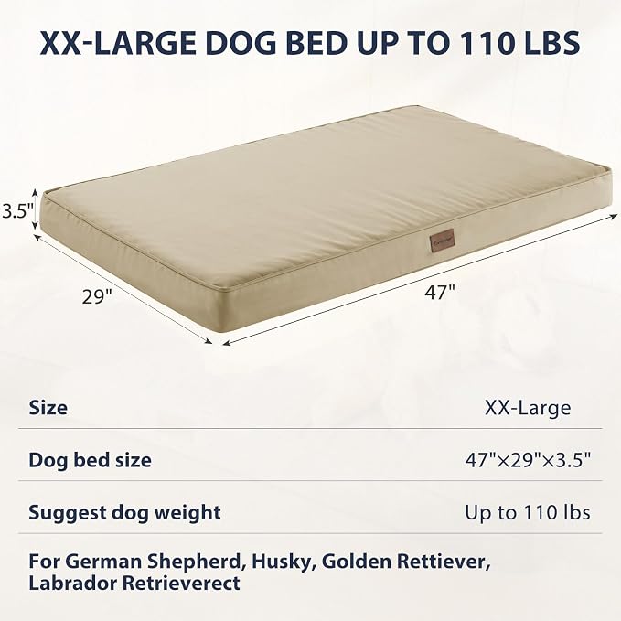 BFPETHOME Outdoor Waterproof Dog Bed for Large Dogs, Washable Cover, 47" | Outdoor & Indoor Use, Waterproof, For Medium, Large, Extra Large Dogs, Orthopedic, Egg Crate Foam, Up to 110 lbs - Image 4