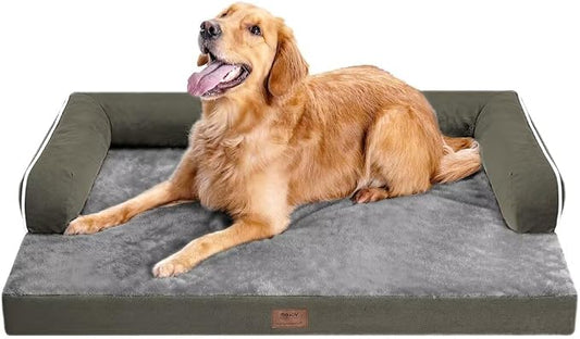 MEKIY Orthopedic Washable Dog Bed with Bolster for Medium to Large Dogs | Pillow Support for Neck Relief, Egg Crate Foam, Waterproof Liner, Anti-Slip Bottom, Removable Bolster Cover, 36 x 27 Inch by Mekiy