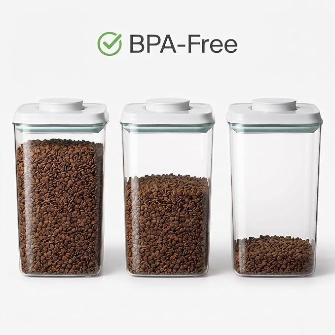 Dog Food Storage Containers 2 Pack, 4L/4.2 Qt Each Airtight Pet Canisters with One-Touch Lids, 130ml Scoops, BPA-Free Stackable Clear Kibble Holders for Kibble, Cat Food and Treats - Image 5