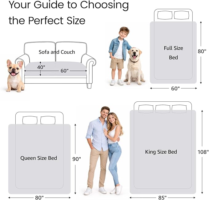 LOOBANI Waterproof Blanket for Twin Size Bed, Reversible Leakproof, 60"x80" | Waterproof Dog Blanket for Pet Accidents, Soft Flannel & Coral Fleece, Stain-Resistant Furniture Protector, Light Grey - Image 8