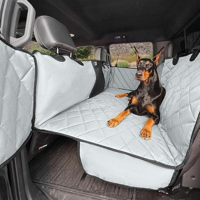 4Knines Back Seat Extender for Dogs, Hard Bottom Waterproof Backseat Protector with EZ Door Guard (Grey, XLarge) by 4Knines