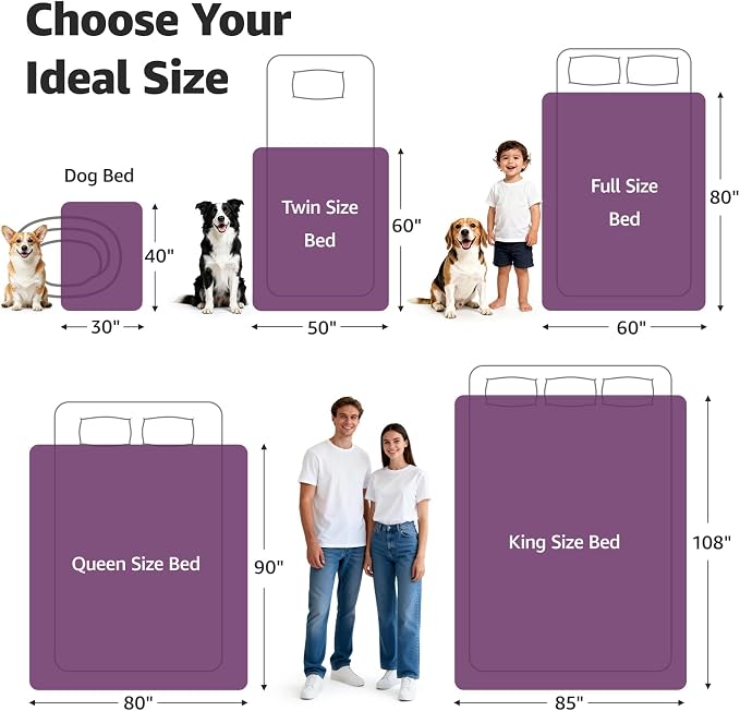 LOOBANI Waterproof Blanket for Twin Bed, Purple Throw Blanket 60" x 80" | Dog Splash Blankets for Large Dogs, Reversible Spill-Proof Couch Cover for Sofa Protection, Movie Nights, Camping, Noise Free - Image 4