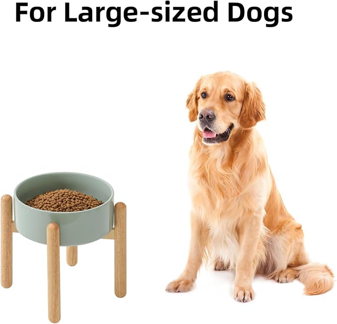 Havniva Elevated Dog Bowls Ceramic Dog Bowls with Stand, Dog Food Bowl | 8.3” Raised Dog Bowls with Non-Slip Wood Stand, Dog Food and Water Bowl Set, Dog Feeding Bowls for Large Dogs - Image 4