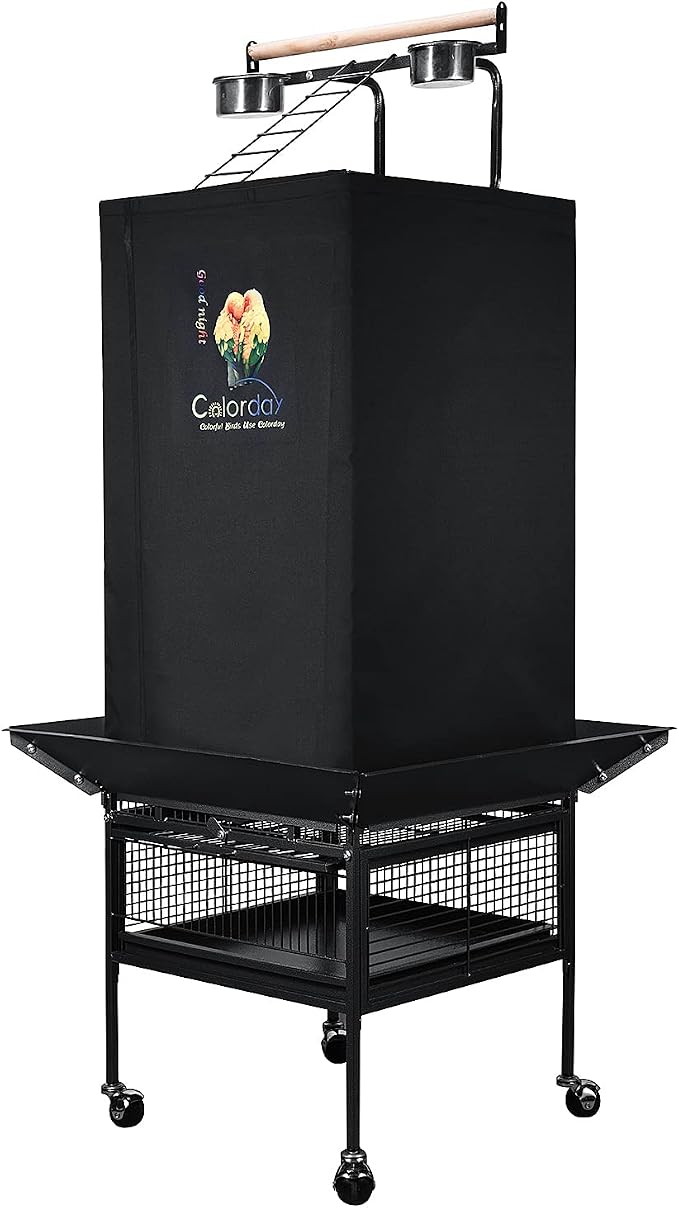 Colorday Good Night Bird Cage Cover for Large Bird Cage with Play Top (Patented), Black 61" - Image 2