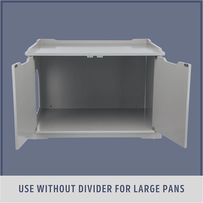 Trixie XL Furniture Litter Box Enclosure (White), Hidden Litter Box for Cats with Openings on Either Ends & Large Ventilations Slots, Double Doors for Easy Cleaning, Removable Divider - Image 6
