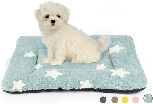Mora Pets Dog Crate Pad Kennel Bed Crate Mat for Small Dogs Washable Cute Star Pet Bed for Dog Cage Ultra Soft Flat Puppy Cat Kitten Pillow Cushion for Sleeping Anti-Slip Blue 24 x 18 by MoraPets