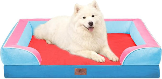 Comfort Expression Orthopedic Dog Beds for Large Sized Dog with Bolster | Waterproof Dog Couch Bed with Washable Cover & Non-Slip Bottom, Supportive Egg Crate Foam Large Pet Bed, 36x27 Inch by ComfortExpression