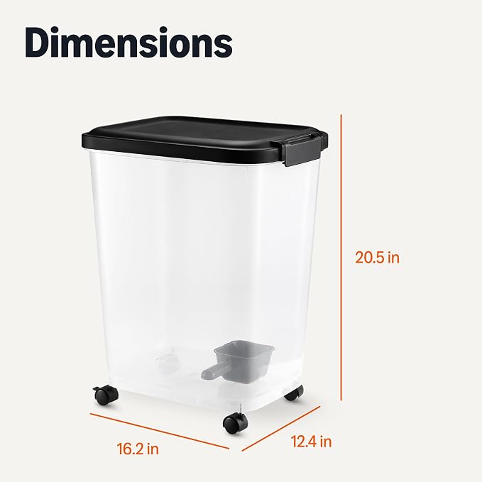 Amazon Basics Pet Food Storage Container with Wheels, BPA-Free, Detachable Scoop, 30lbs Capacity, Reliable Seal - Image 6