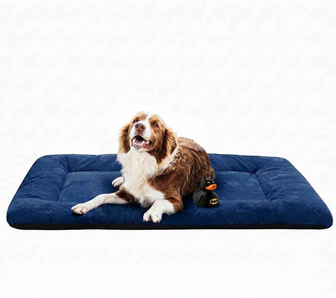 Dog Crate Pad Washable Dog Bed for Crate Large Cozy Mat 48-Inch Navy Blue | Ultra Soft Kennel Pad,Anti-Slip Bottom,Fits for Most Metal Crates,Comfortable Sleeping Pet Mat by VERZEY