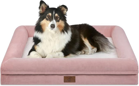Orthopedic Dog Bed Waterproof Pet Sofa for Large Sized Dogs | 360 Degree Bolster Support, Egg Crate Foam, Waterproof Liner, Non-Slip Bottom, Machine Washable Cover, 36 x 27 Inch by Yiruka