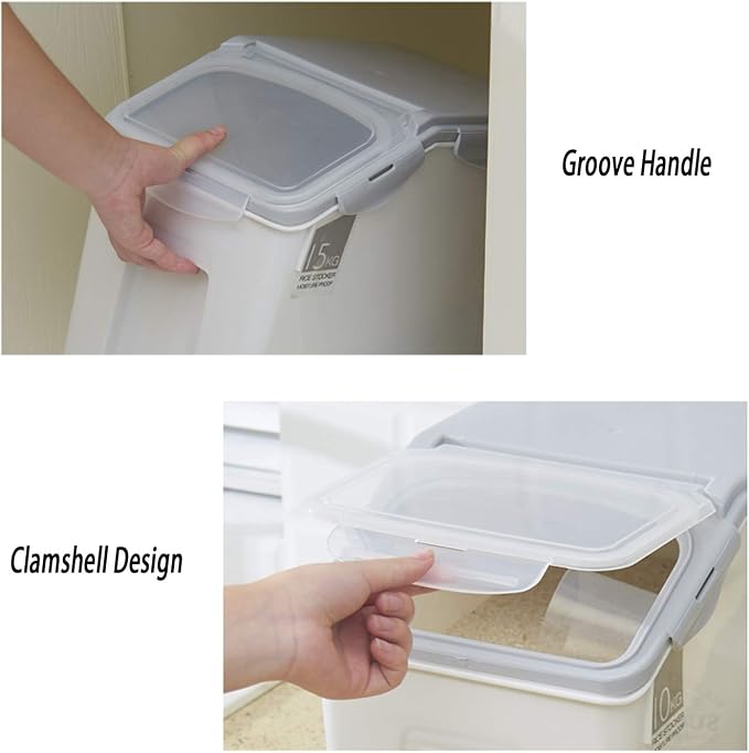 2-Pack 15L/4 Gallon Airtight Food Storage Containers with Locking Lids – Leakproof Dry Dog Food Rice Grain Bin for Kitchen Pantry Organization (507oz) - Image 3