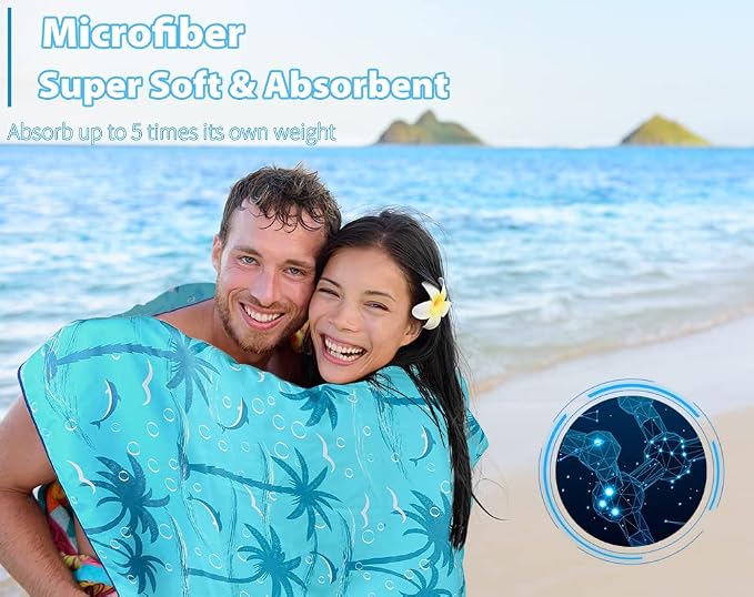2 Pack Microfiber Lightweight Beach Towel 71"x32" Oversized Extra Large Thin Sand Free Towels Travel Swim Pool Yoga Gym Camping for Adults Women Men Beach Essentials Accessories Vacation Gift - Image 5