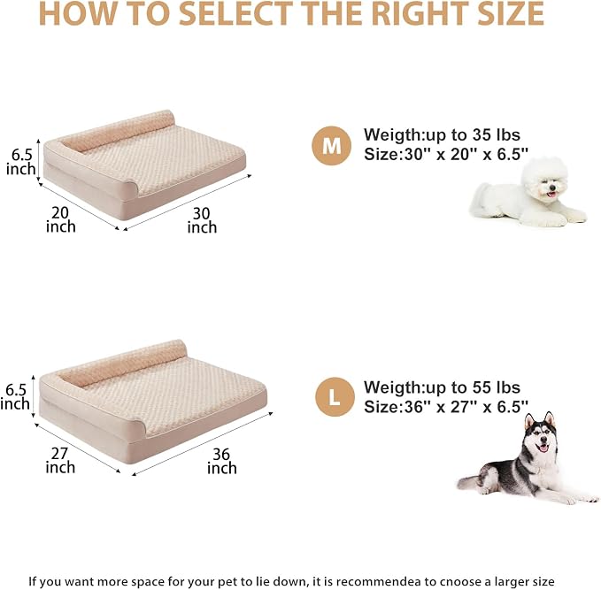 BFPETHOME Orthopedic Washable Dog Bed, Sleeping Couch for Large Senior Dogs | 36x27 Inch Deluxe Plush Rose Velvet Washable Cover, Egg Crate Foam Support, Waterproof Lining, Non-Slip Bottom, Senior Dogs - Image 5