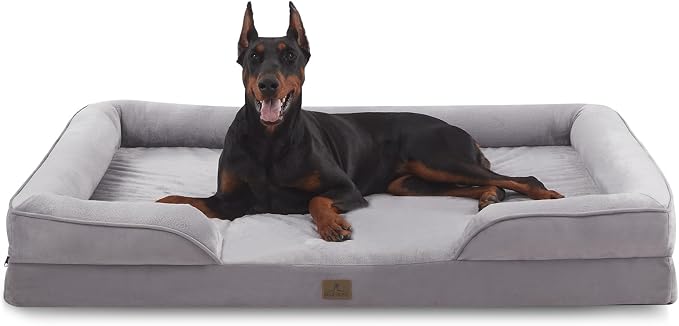 Bedfolks Orthopedic Dog Bed XXL, Waterproof Dog Sofa Bed for Giant Dogs, Egg Foam Pet Couch Bed with Removable Washable Cover and Nonslip Bottom, Light Grey by Bedfolks