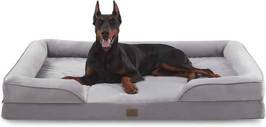 Bedfolks Orthopedic Dog Bed XXL, Waterproof Dog Sofa Bed for Giant Dogs, Egg Foam Pet Couch Bed with Removable Washable Cover and Nonslip Bottom, Light Grey by Bedfolks