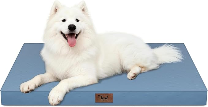 Large Waterproof Orthopedic Dog Bed with Egg Crate Foam | Fits 42x28 Crates, TPU Waterproof Layer, 1680D Washable Oxford Cover, Portable Handle, Indoor & Outdoor Use, Up to 80 lbs by TailStories