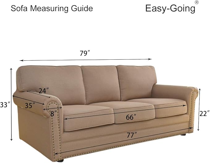 Easy-Going Stretch Couch Covers for Sofa Washable Large Camel | 1-Piece Sofa Covers for 3 Cushion Couch Furniture Protector Couch Slipcover Soft with Bottom for Kids Pets - Image 7