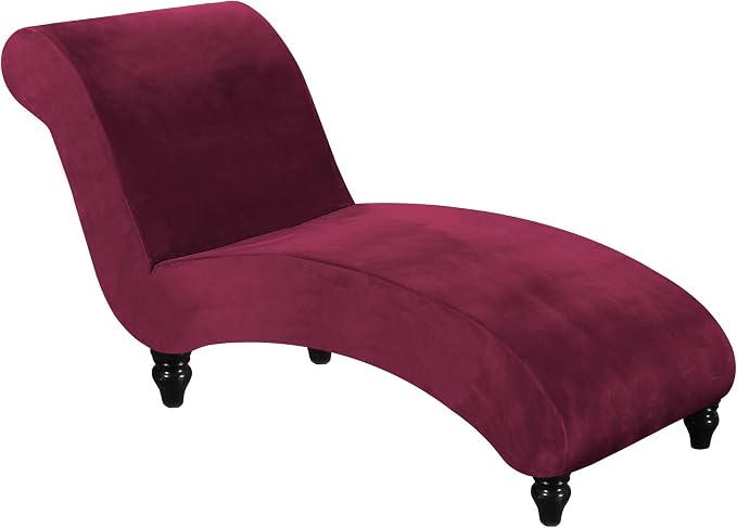 FantasDecor Chaise Lounge Velvet Luxury Covers for Living Room Indoor Stretch Slipcover for Chaise Lounge Ultra Soft Machine Washable, Burgundy by FantasDecor