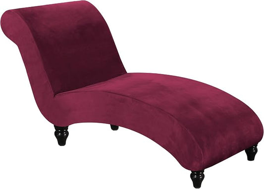 FantasDecor Chaise Lounge Velvet Luxury Covers for Living Room Indoor Stretch Slipcover for Chaise Lounge Ultra Soft Machine Washable, Burgundy by FantasDecor