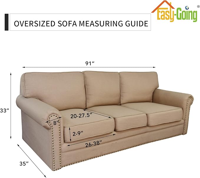 Easy-Going 4 Pieces Stretch Couch Cover Oversized Sofa Cover for Dogs Washable Sofa Slipcover for 3 Separate Cushion Couch Spandex Elastic Furniture Protector for Pets, Kids (Taupe, Oversized Sofa) - Image 6